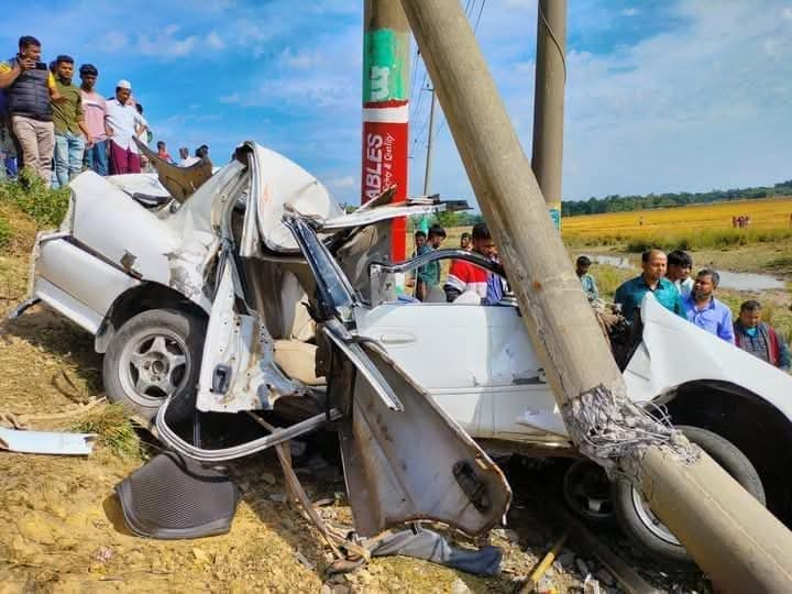 সিলেট-তামাবিল সড়কে প্রাইভেটকার নিয়ন্ত্রণ হারিয়ে নিহত ৩ আহত ২